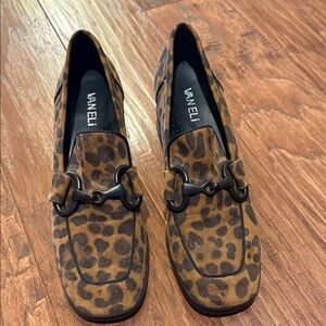 Vaneli Brown Leopard Pattern Loafers